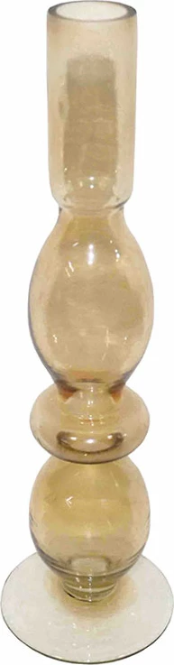 Mbajtëse qirinjsh prej qelqi, ngjyrë mjaltë, 8x8x29cm