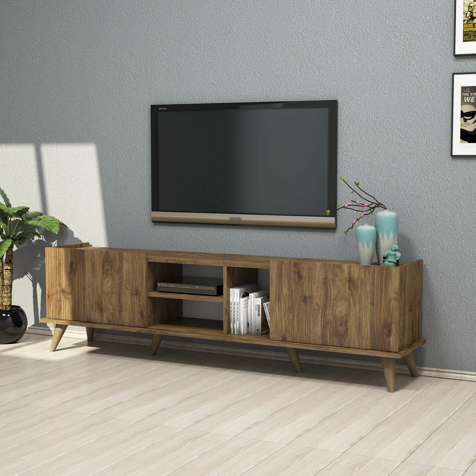 Komodë TV Hanah Home, Elegante 1310, ngjyrë arre, 180x52x34cm