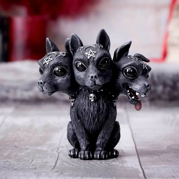 Figurinë dekorative NEMESIS NOW Diabarkus, Cerberus me 3 koka, rezinë, e pikturuar me dorë, e zezë