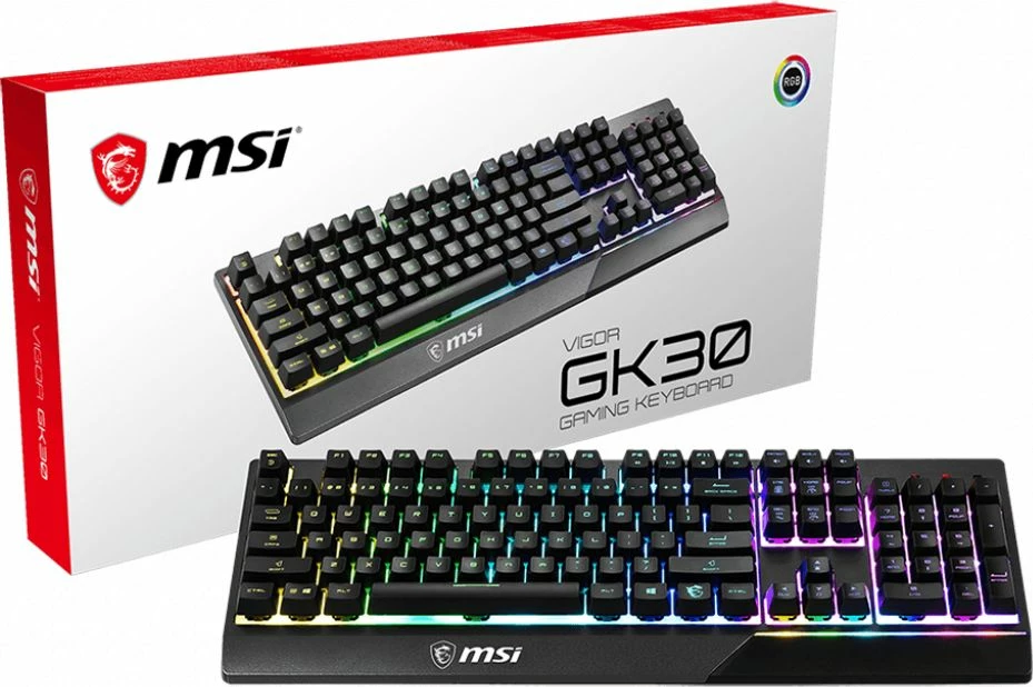 Tastierë gaming MSI Vigor GK30 VIGORGK30US, 100%, RGB, USB, US layout, e zezë