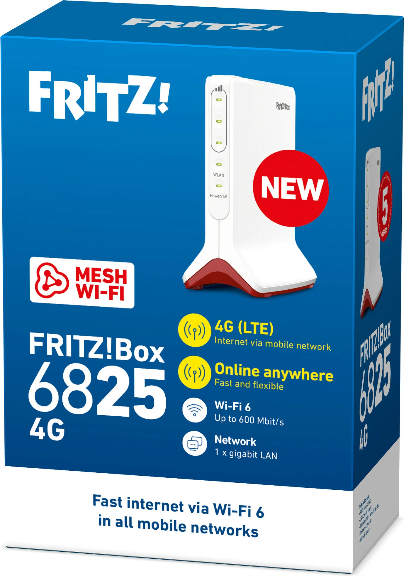 Router 4G/LTE AVM FRITZ!Box 6825, Wi‑Fi 6, NanoSIM, 1x Gigabit LAN, i bardhë