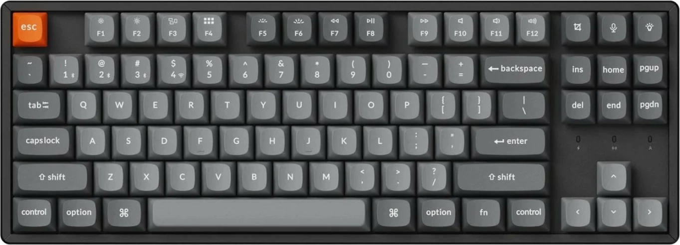 Tastierë mekanike Keychron K8 Max K8M-J3, TKL 80%, QMK/VIA, USB-C/2.4 GHz/Bluetooth 5.1, RGB, switch Keychron Super Brown, kornizë alumini, e zezë