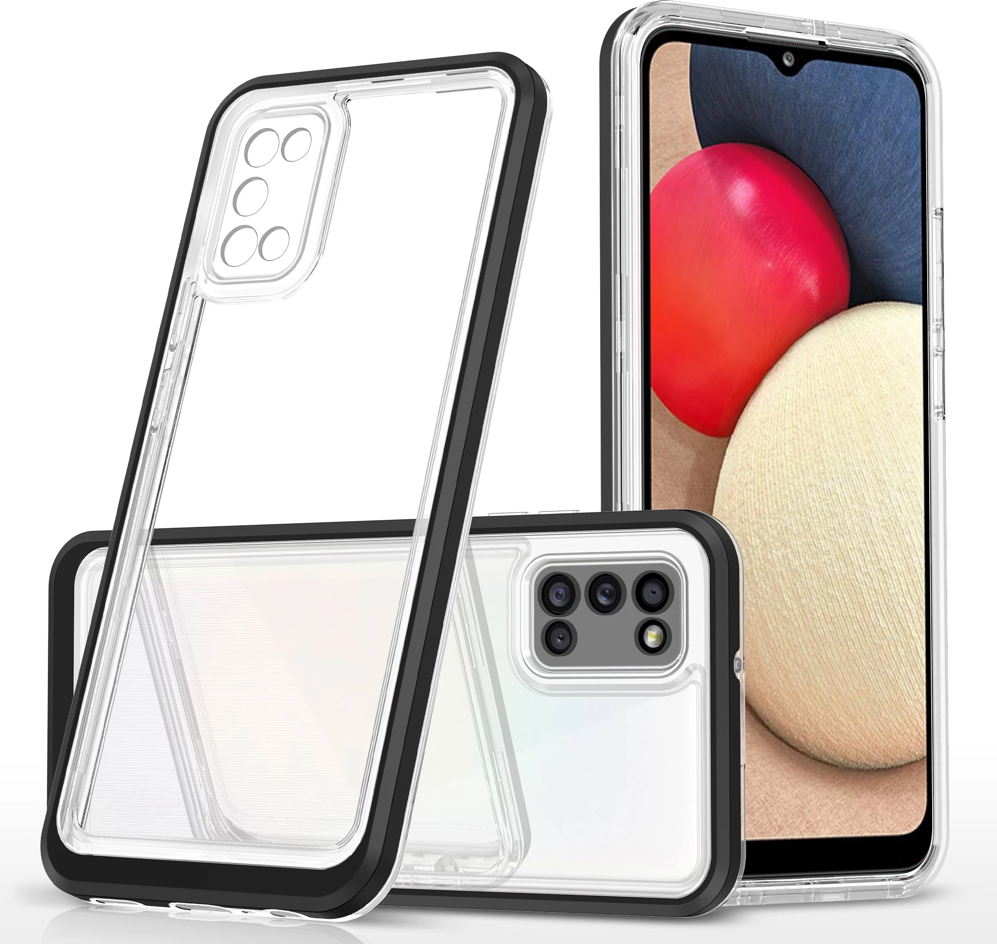 Mbështjellës Hurtel Hybrid Armor Clear 3 in 1 për Samsung Galaxy A03s, Transparent/zi