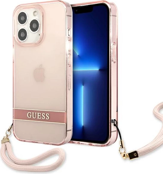 Mbështjellës Guess Translucent Strap për iPhone 13 Pro/13 6.1", Rozë