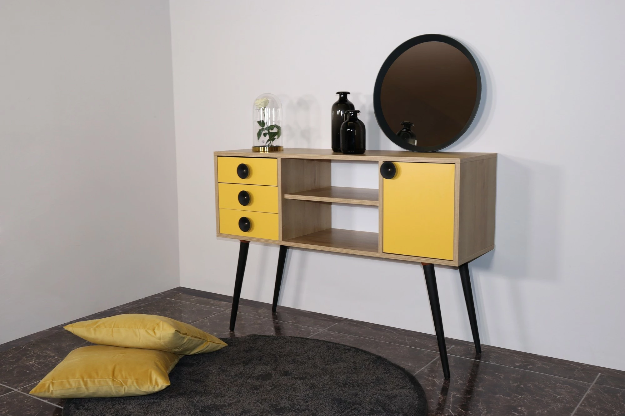 Konsol Hanah Home, HAVANA, ngjyrë lisi dhe e verdhë