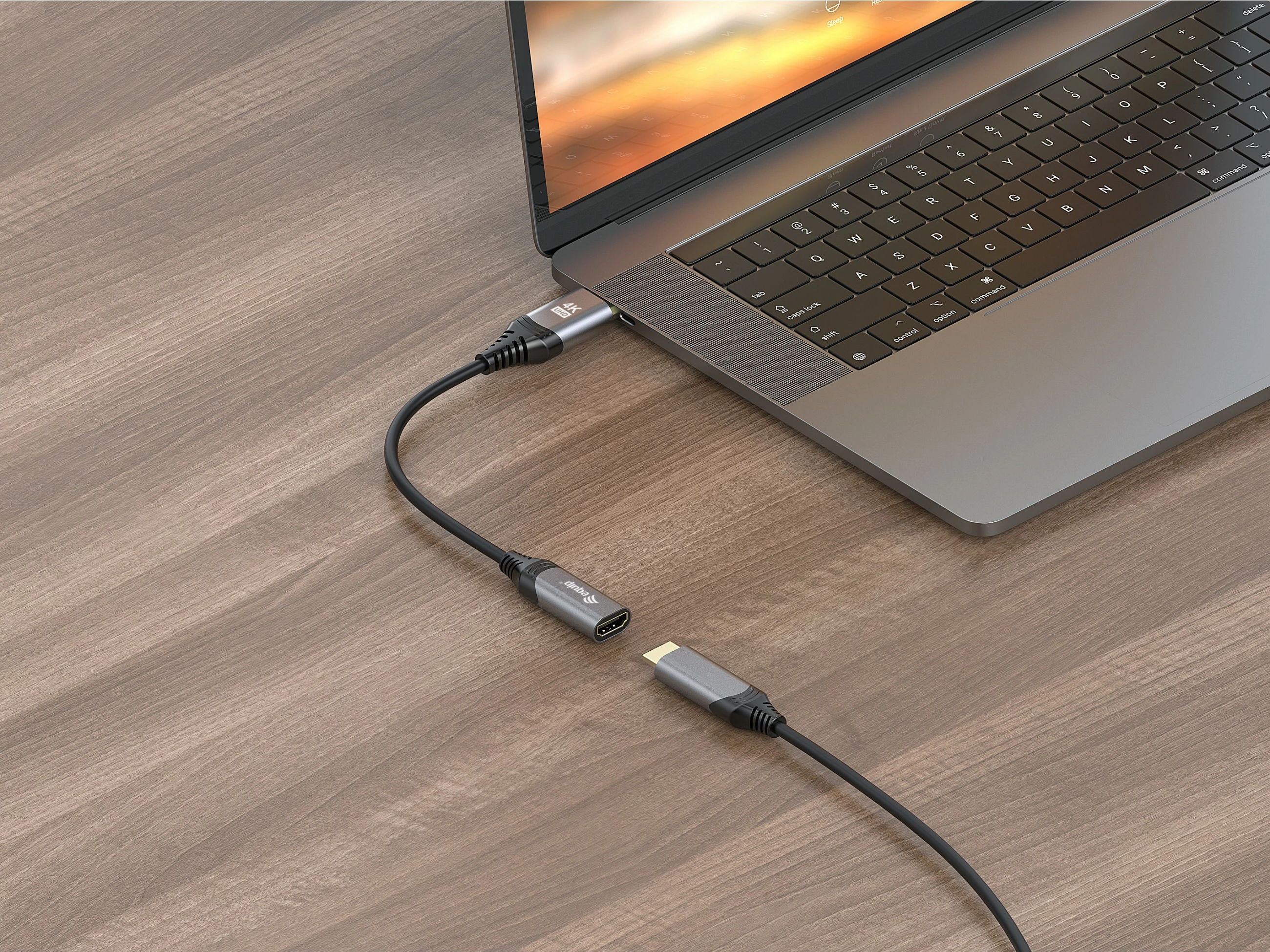 Adapter DisplayPort 1.2 në HDMI Equip, 4K/60Hz, 0.15 m, i zi, gri