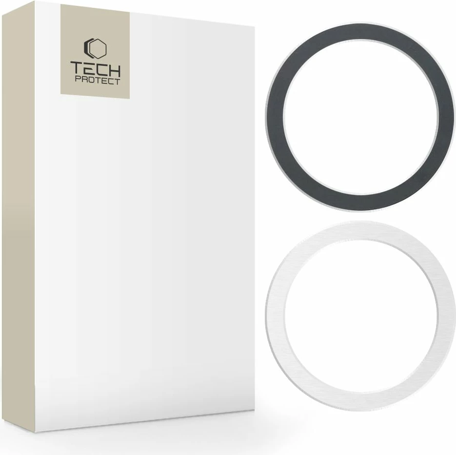 Unaza magnetike MagSafe Tech-Protect MagMat, set 2 copë, e zezë / argjendtë