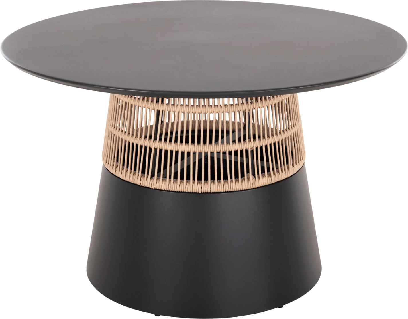 Tavolinë e rrumbullakët SAEID FH6106.01 alumini, ngjyrë antracit, litar sintetik, ngjyrë bezhë, Φ120x75H cm