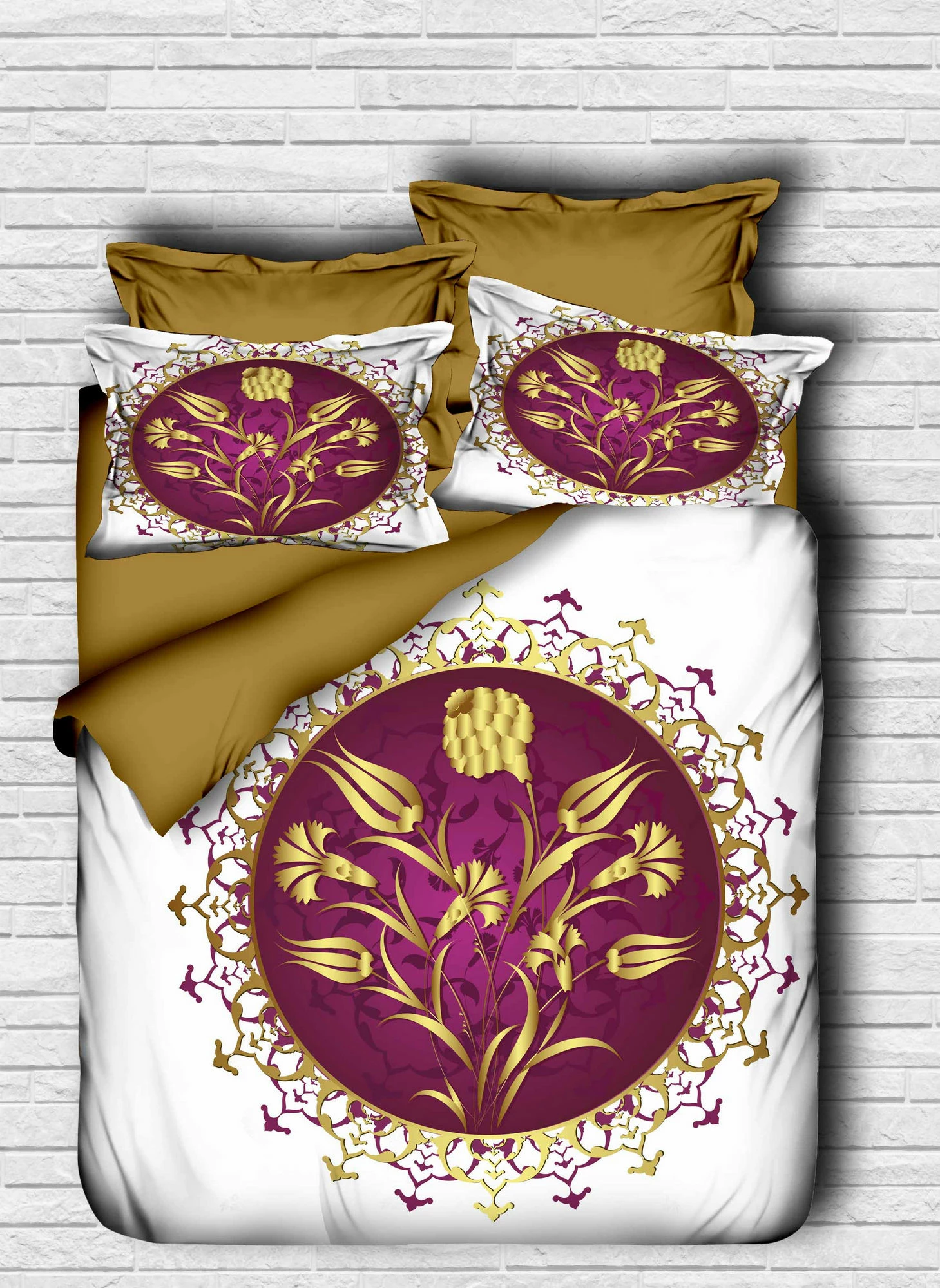 Set mbulesë për dyshek dopio, L'essentiel, 139, kafe, e bardhë, vjollcë
