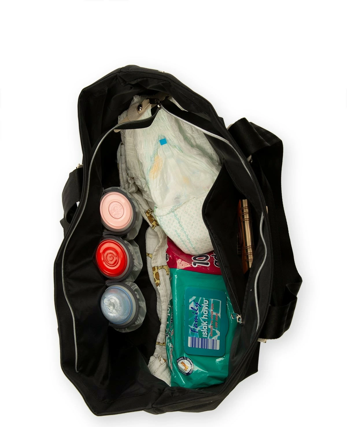 Çantë për pelena, ngjyrë e zezë/bezhë, Zoozie Bags, 44x33x17cm