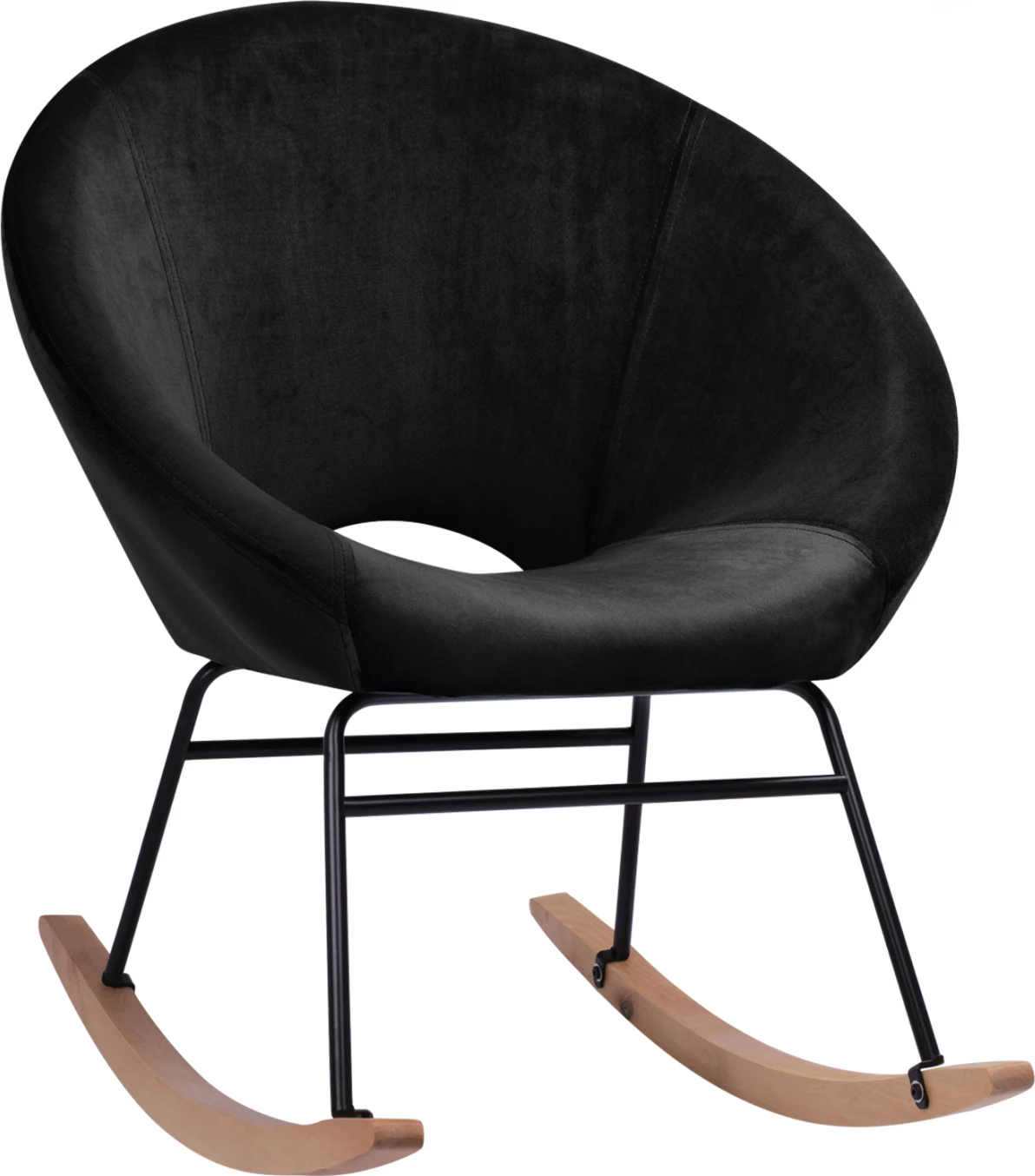 Karrige lëkundëse kadifeje FH8399.04, e zezë, 76x86x76 cm