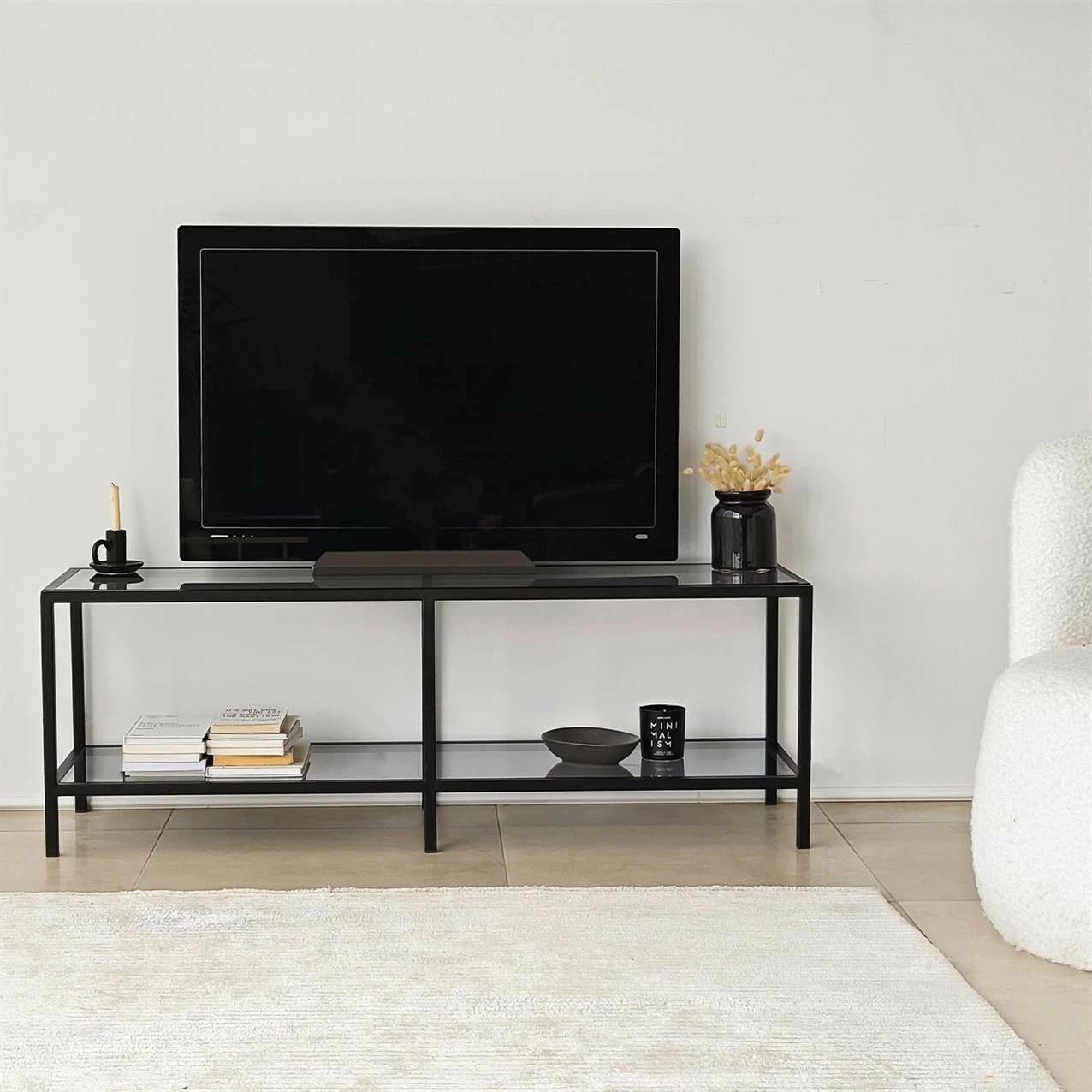 Komodë TV Hanah Home, Basic, ngjyrë gri e errët dhe e zezë