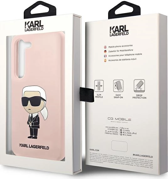 Mbështjellës Karl Lagerfeld Liquid Silicone Ikonik, për Samsung Galaxy S23+, Rozë