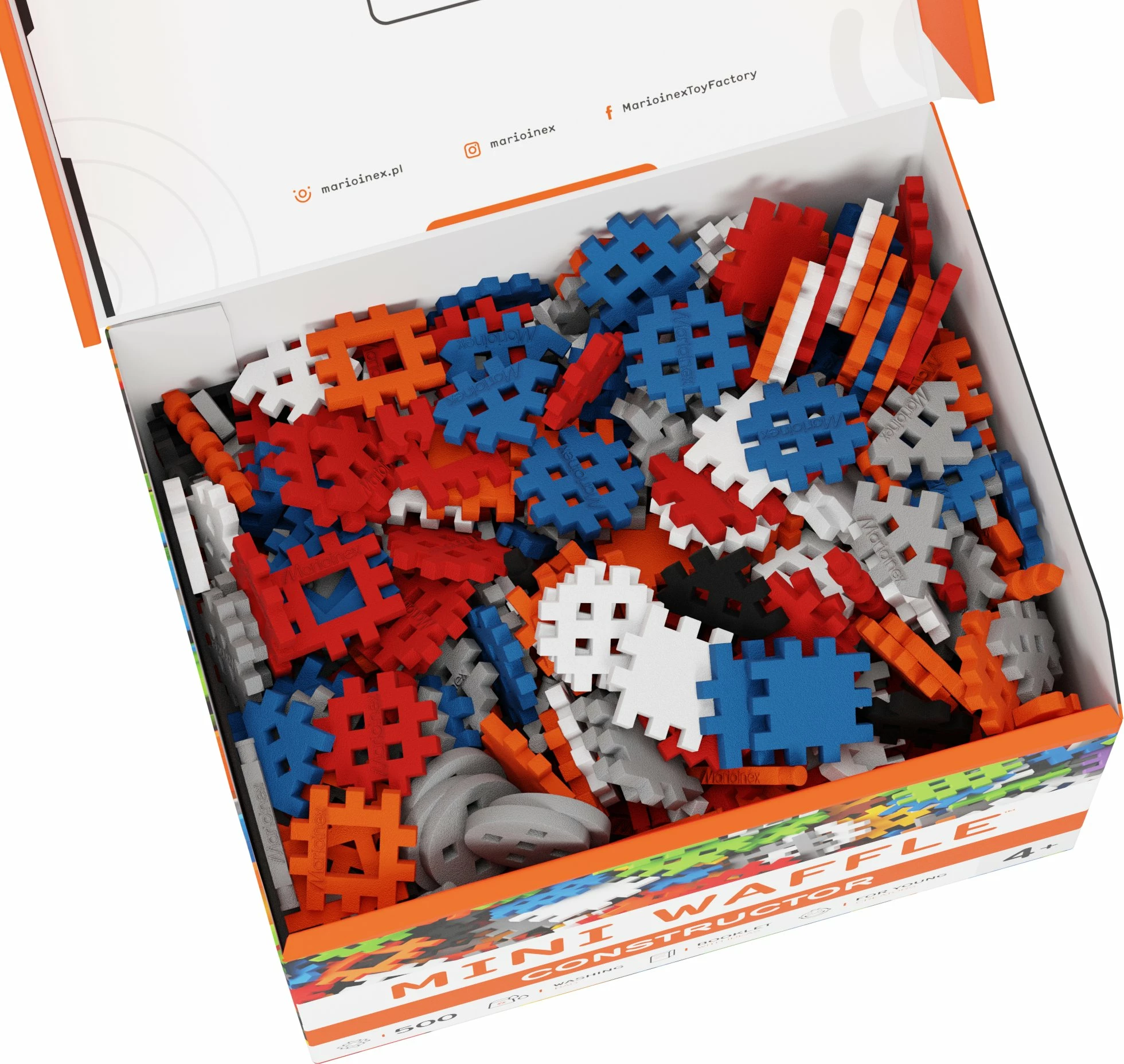 Blloqe konstruktori Mini Waffle Marioinex 902288 500 copë, shumëngjyrëshe