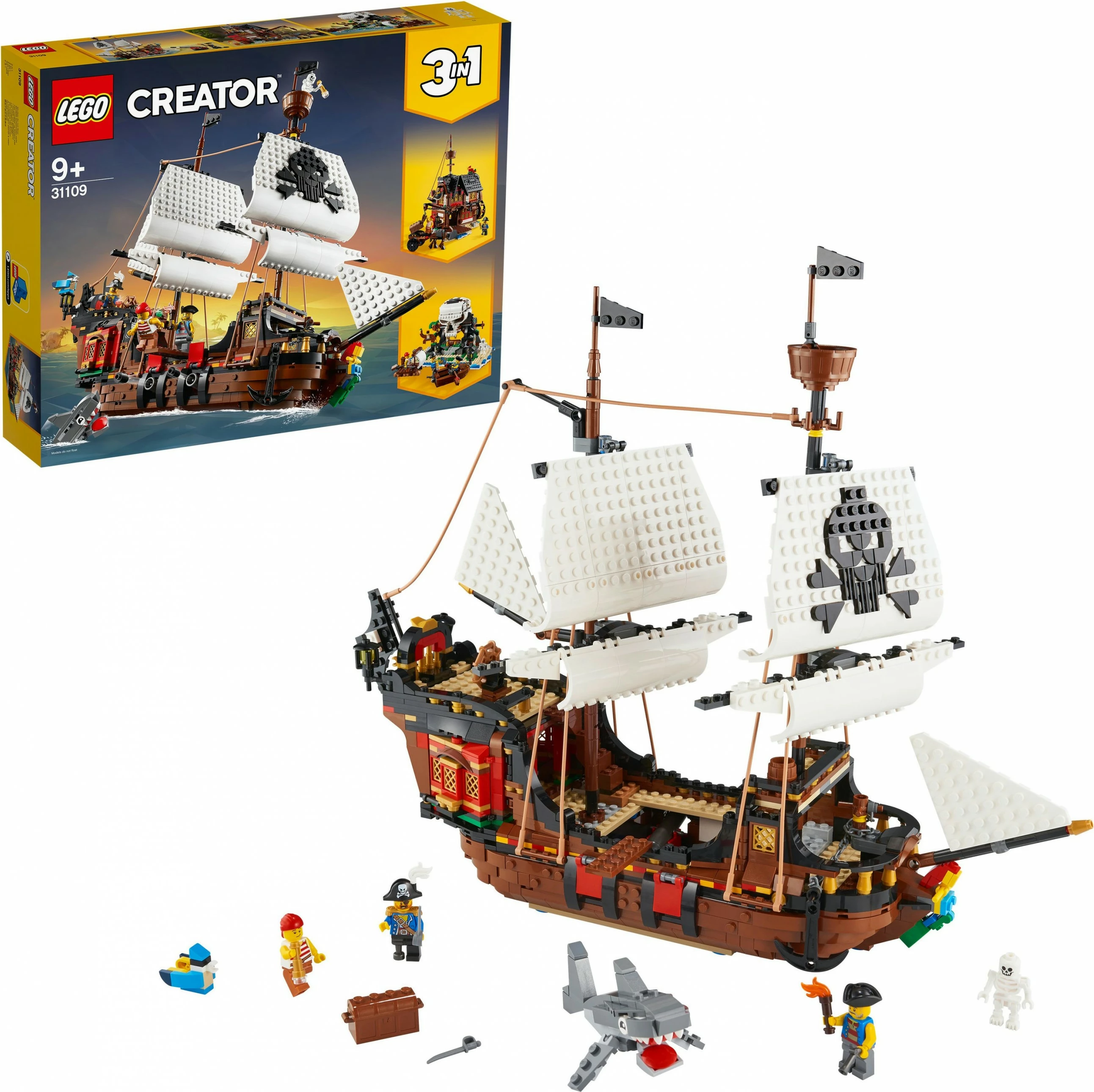 Set ndërtimi LEGO Creator 3in1 Anije Piratësh, 31109, 1264 pjesë, shumëngjyrësh