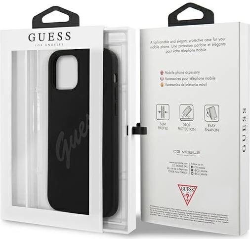 Mbështjellës Guess GUHCP12LLSVSBK për iPhone 12 Pro Max 6.7", silikon, i zi