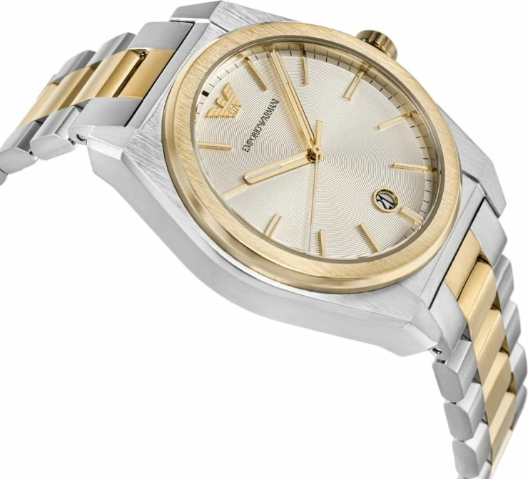 Orë dore meshkujsh Emporio Armani Federico AR11716, argjend dhe ar, me kuti