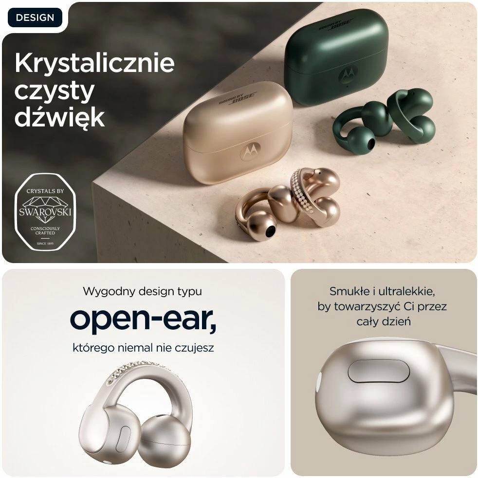 Kufje Bluetooth Motorola Moto Buds Loop by Swarovski PG38C07172, 37h bateri, mikrofon, French Oak/bezhë
