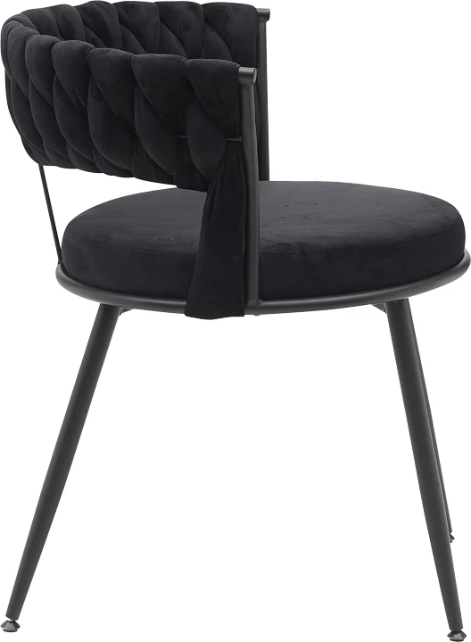 Karrige Alkia në kadife të zezë me këmbë metali të zezë 60x57x68cm