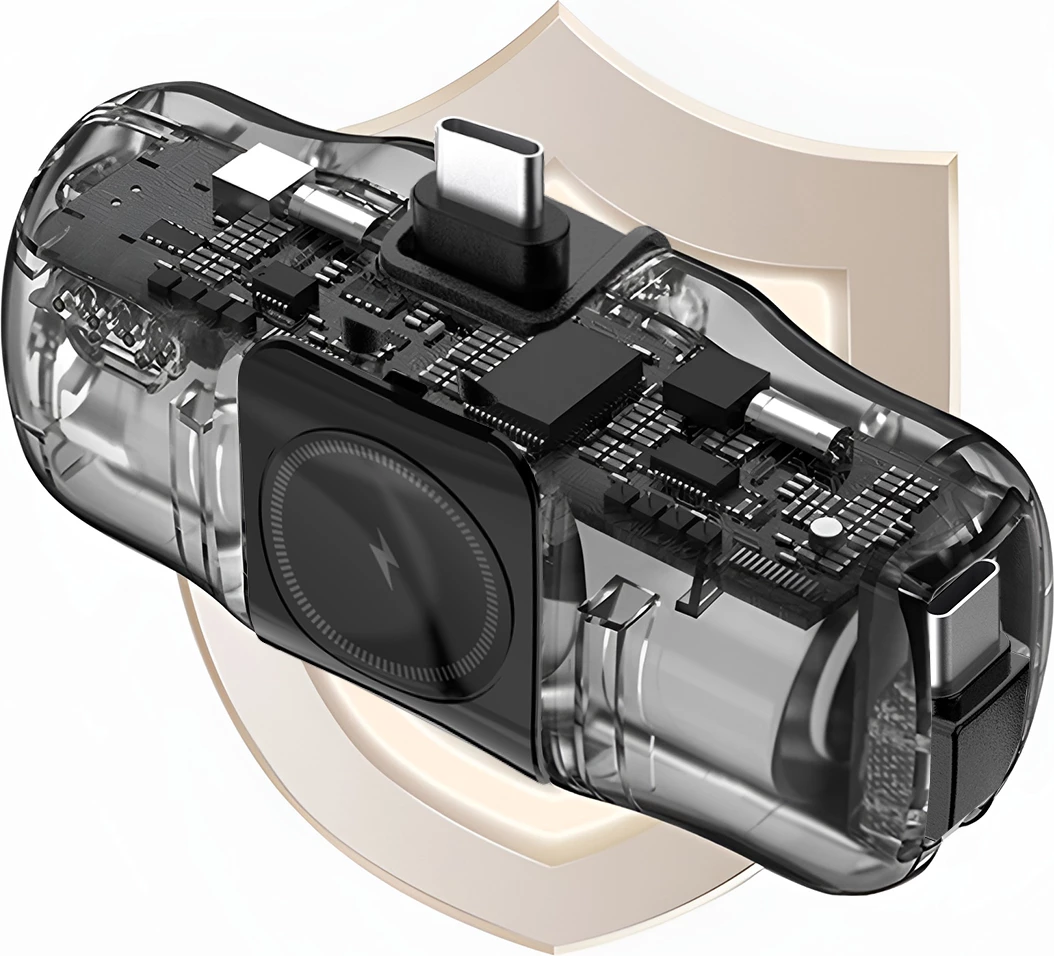 Powerbank Wozinsky WF16-YCS, 5000mAh, USB-C, me kabllo të integruar dhe karikues për Apple Watch, e zezë