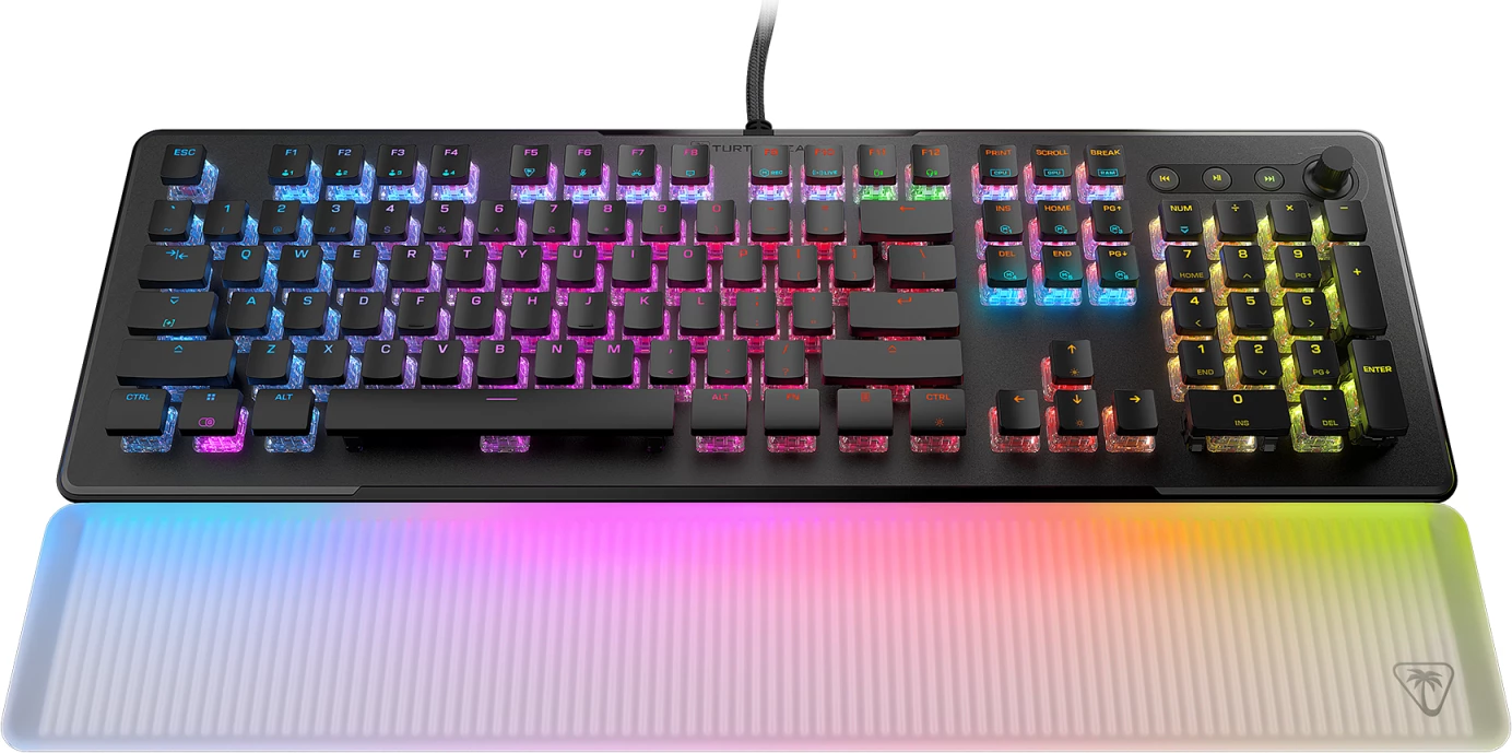Tastierë mekanike gaming Turtle Beach Vulcan II Max, TITAN II Optical Red, full size, RGB, me mbështetëse dore, e zezë