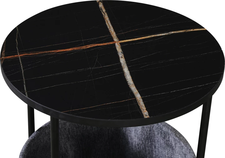 Tavolinë anësore Fredami, pamje mermeri të zi, 40x50cm