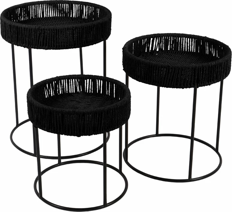 Set tavolinash THASOS, 3 copë, e zezë, 40x40x51 cm