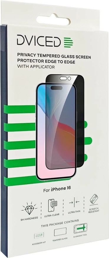 Dviced privacy tempered glass screen protector edge to edge for iPhone 16