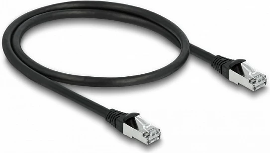Kabllo rrjeti DeLOCK RJ45 Cat6a S/FTP PUR Outdoor 0.5 m, e zezë