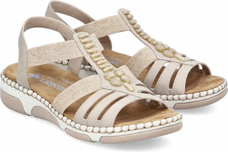 Sandale me platformë Rieker 66201-62, bezhë