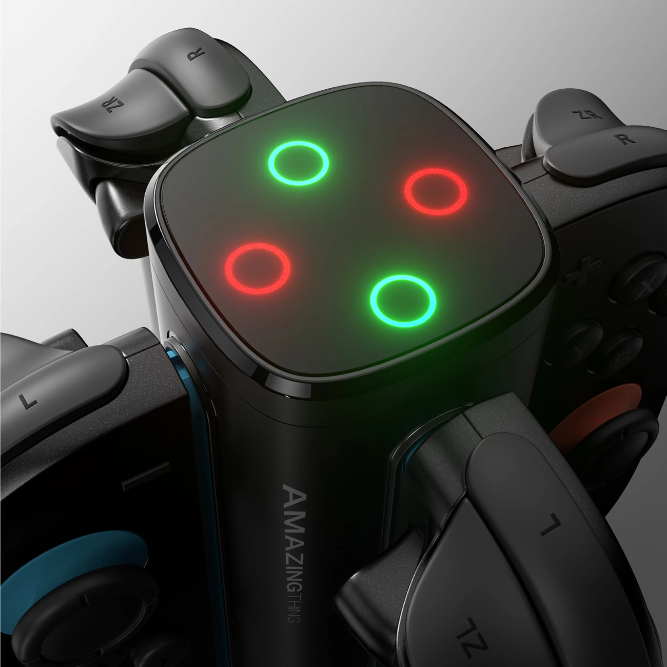 Karikues/dok për kontrollera Nintendo Switch 2 Joy-Con, AmazingThing Thunder Pro PlayDock, deri 4 kontrollera, LED/RGB, me kabllo USB-C, e zezë