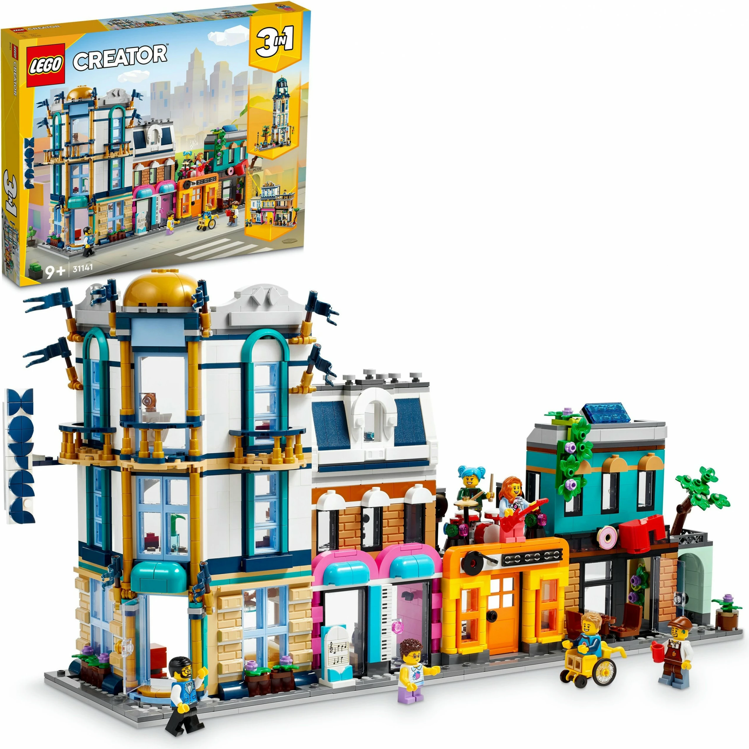 Set ndërtimi LEGO Creator 3in1 Main Street, 1459 pjesë, shumëngjyrësh