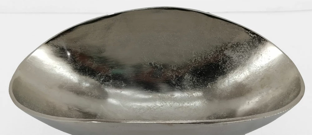 Enë dekorative FLOW BOWL, alumin, ngjyrë argjendi, 43x25x16cm