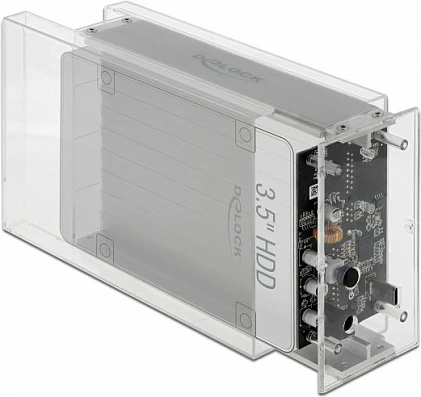 Kasë e jashtme DeLOCK Dual për 2x HDD/SSD SATA 2.5/3.5", USB-C, transparente