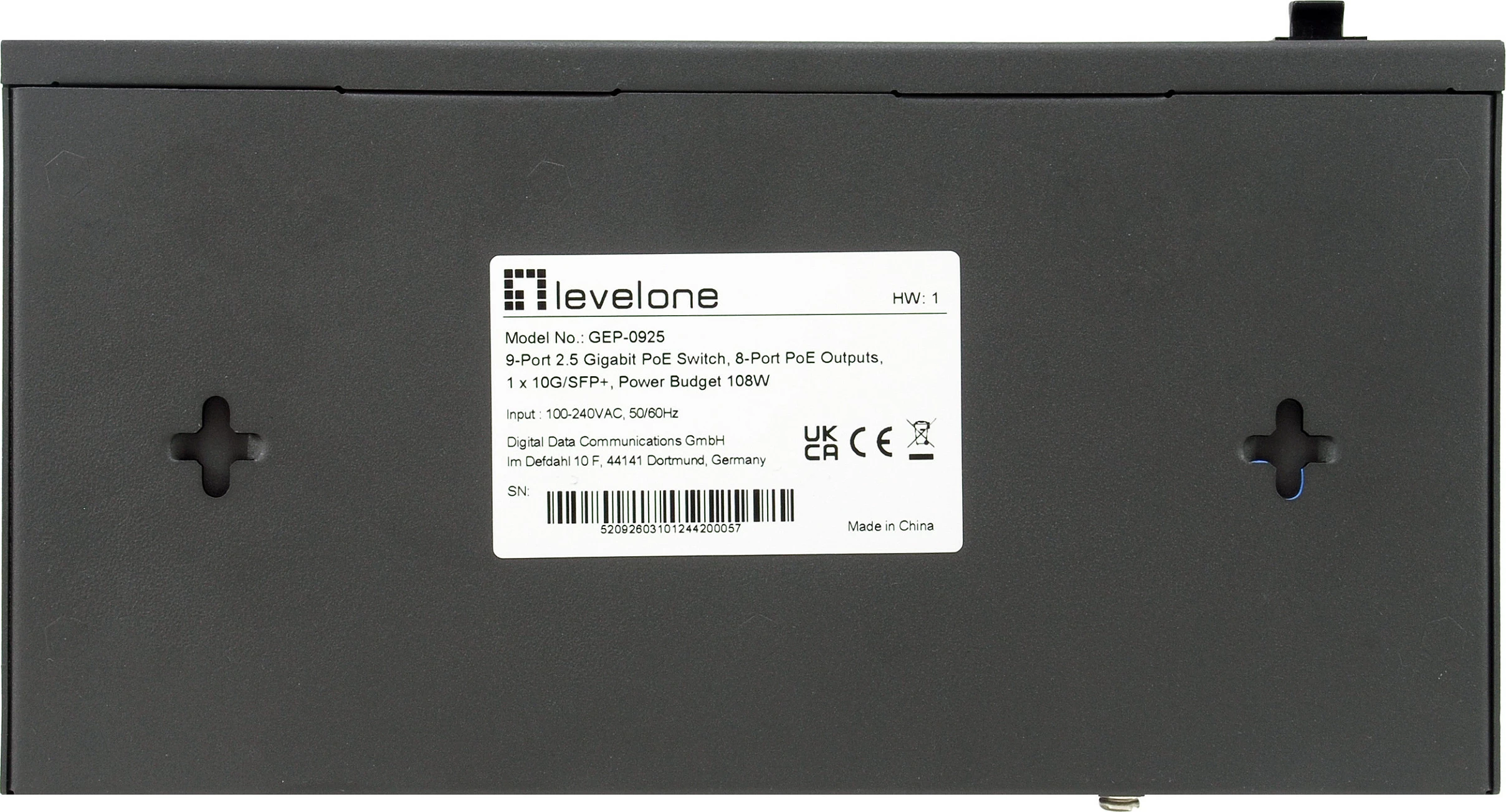Switch LevelOne GEP-0925, 8x 2.5G PoE, 10G SFP+, fanless, gri