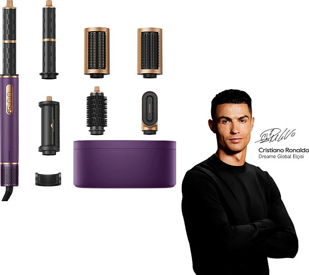 Set stilizimi flokësh Dreame Air Style Pro, 1300 W, 5 aksesorë, 3 shpejtësi/3 nivele nxehtësie, vjollcë