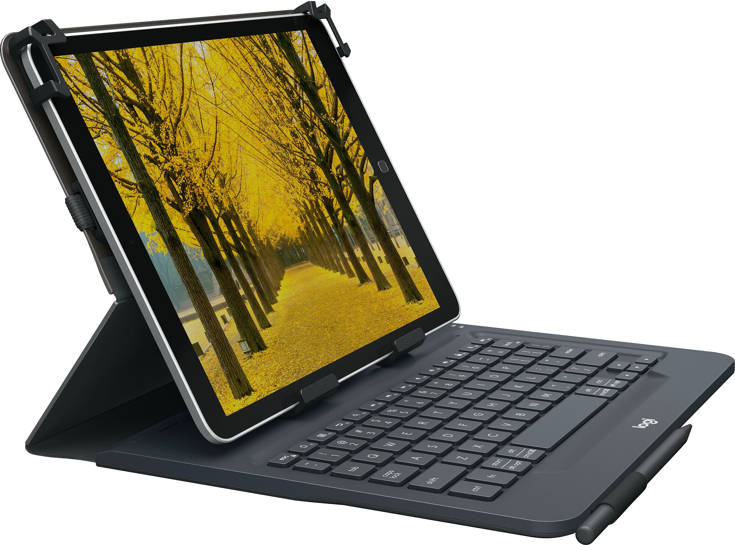 Tastierë Logitech Universal Folio me mbështjellës të integrum për tablet, e zezë