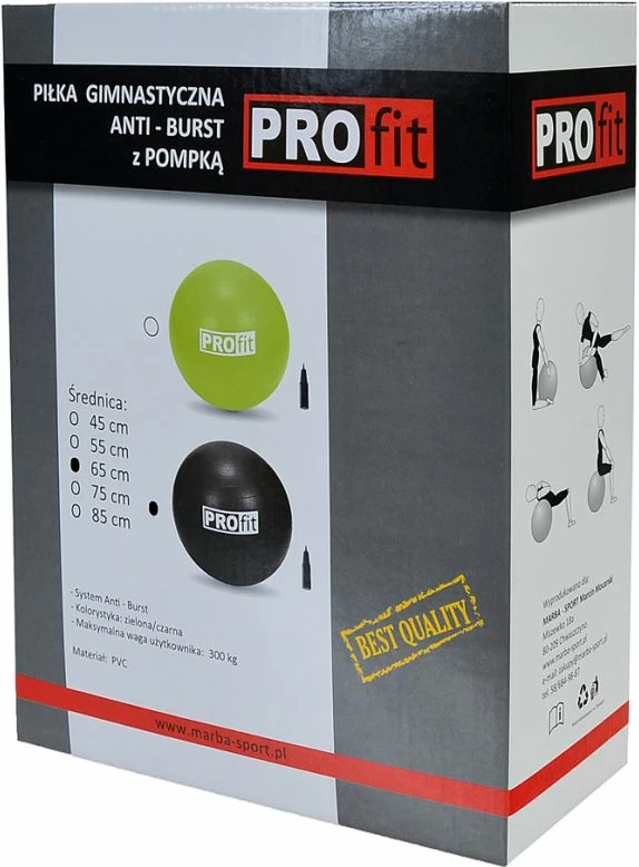 Top Fitnesi PROfit 85cm me ngjyrë të zezë dhe pompë DK2102