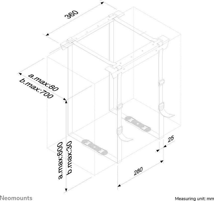 Mbajtës për kasë Newstar Neomounts CPU-D025BLACK, montim në tavolinë, çelik, i zi, 20 kg