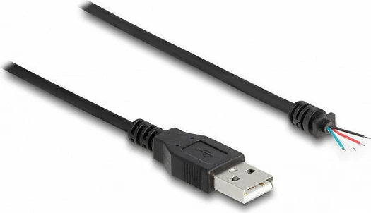 Kabllo USB DeLOCK USB 2.0 Type-A (mashkull) në 4 tela të hapur, 1 m, e zezë