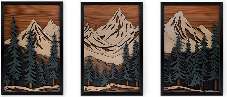 Dekor muri në kornizë Fortasia, triptik, print digjital, 33x0.3x48cm