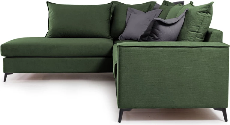 Divan qoshe Boston qoshe e djathtë, material, ngjyrë jeshile e errët-gri e errët, 290x235x95cm