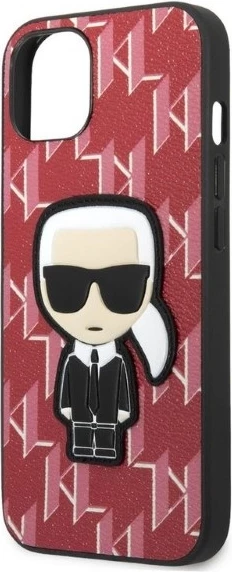 Mbështjellës Karl Lagerfeld KLHCP13SPMNIKPI për iPhone 13 mini 5.4", hardcase, Monogram Ikonik Patch, Kuq