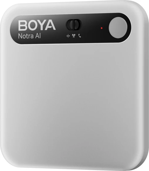 Regjistrues zëri BOYA Notra AI 64GB, USB-C/Bluetooth/Wi‑Fi, 24h, argjendtë