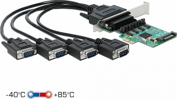 Kartelë PCIe DeLOCK WCH384L, 4x RS-232 Serial, full-height/low-profile, 5V/12V, e gjelbër