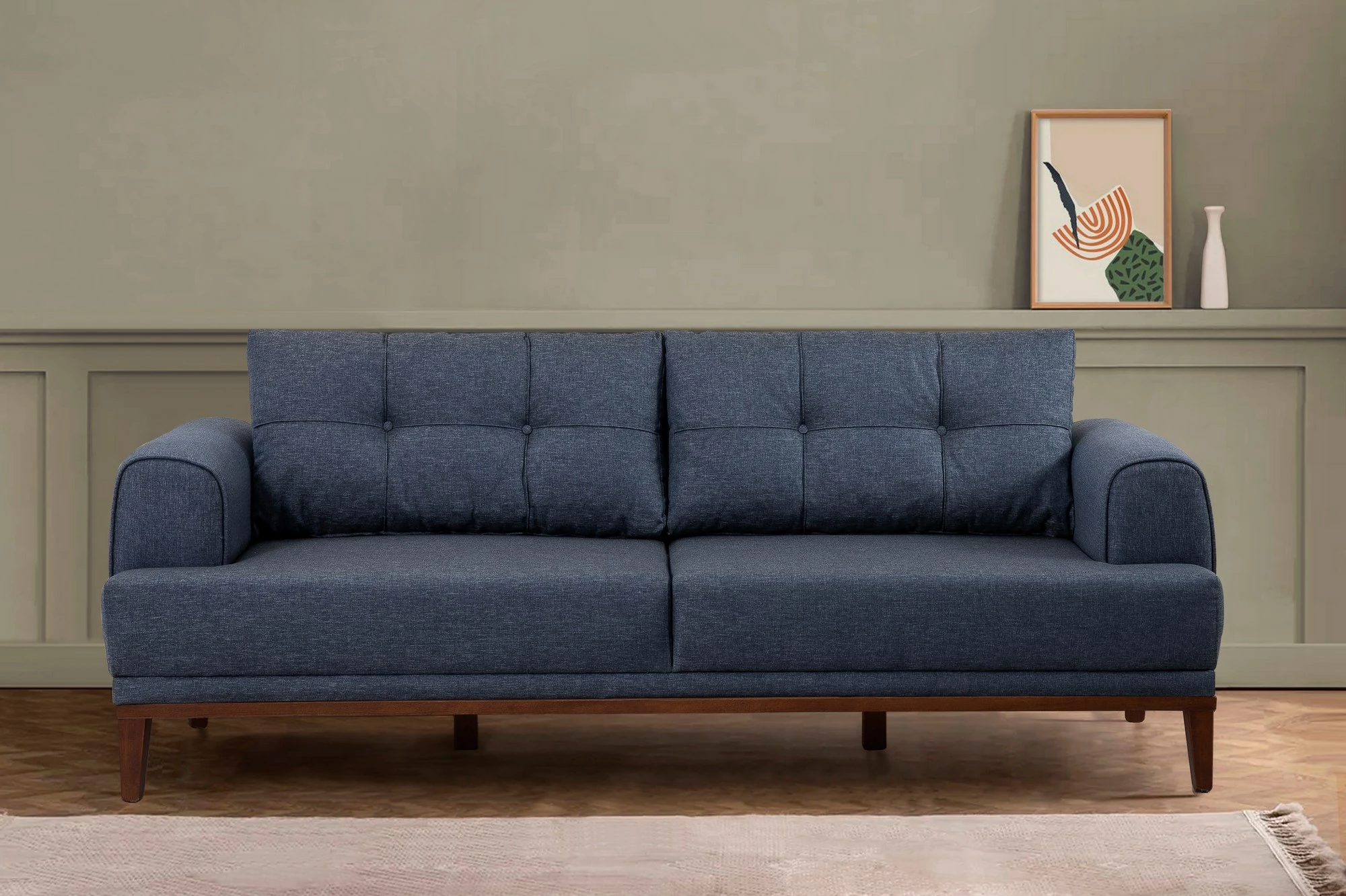Set divanësh Atelier del Sofa, Vina, ngjyrë kaltër e errët, dru arre