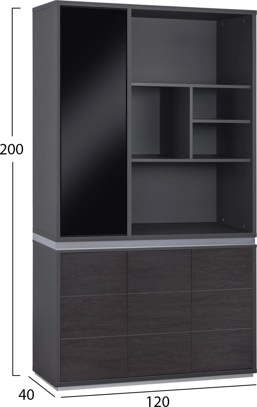 Bibliotekë profesionale për zyre, ngjyrë trëndafili, FH2091L, 120x40x200 cm