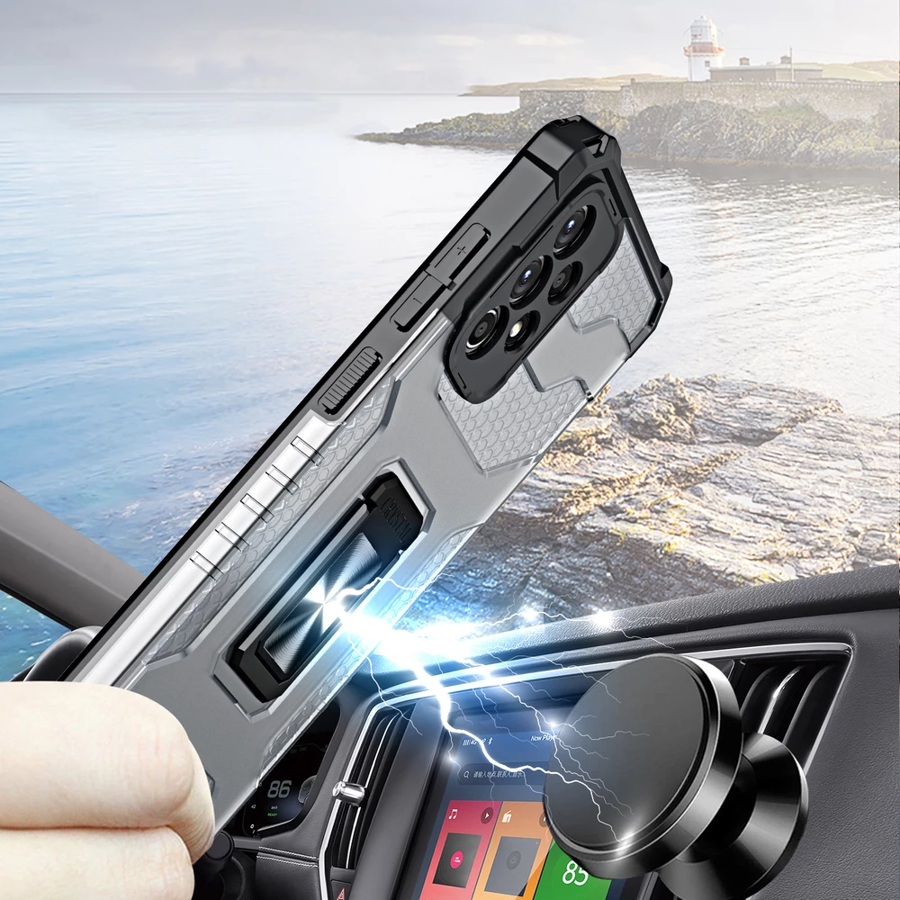 Mbështjellës Hurtel Crystal Ring Case me këmbë, për Samsung Galaxy A72 4G, Kuq
