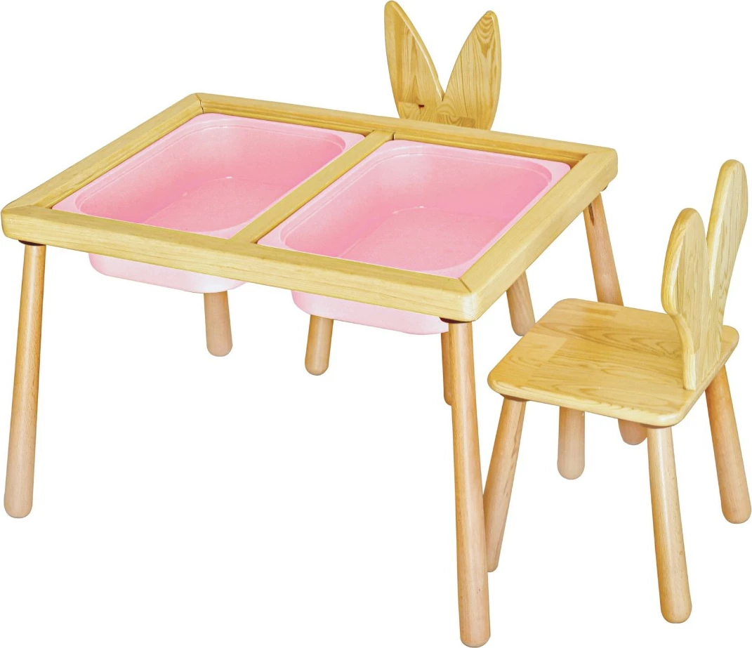 Set tavoline me 2 karrige për fëmijë, Skye Decor, ngjyrë rozë