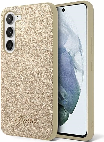 Mbështjellës Guess Glitter Script për Samsung Galaxy S24, Gold